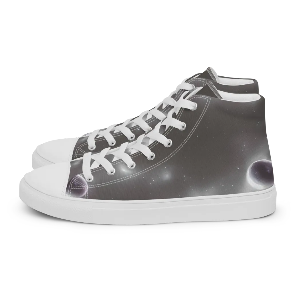 Silver Nebula on Men's High Top Canvas Shoes — Left