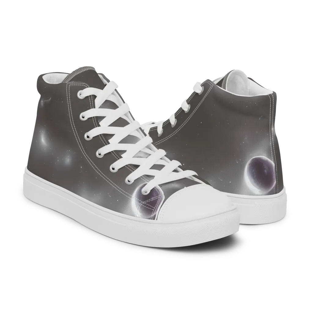 Silver Nebula on Men's High Top Canvas Shoes — Right