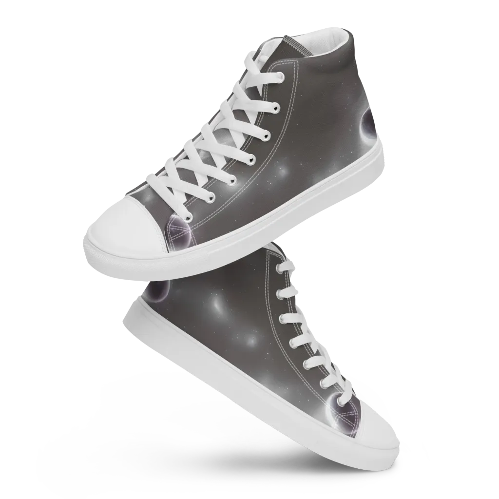 Silver Nebula on Men's High Top Canvas Shoes — Front