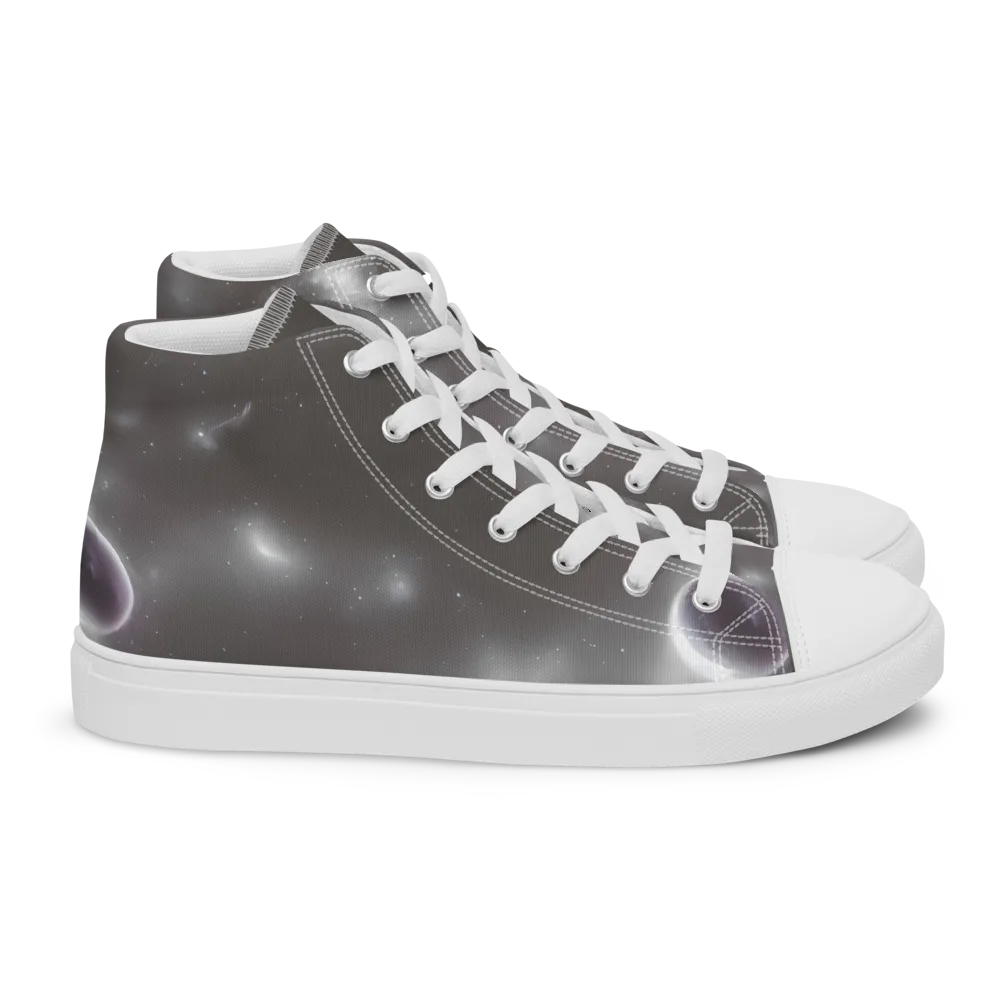 Silver Nebula on Women's High Top Canvas Shoes — Right