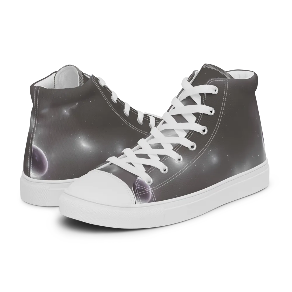 Silver Nebula on Women's High Top Canvas Shoes — Left