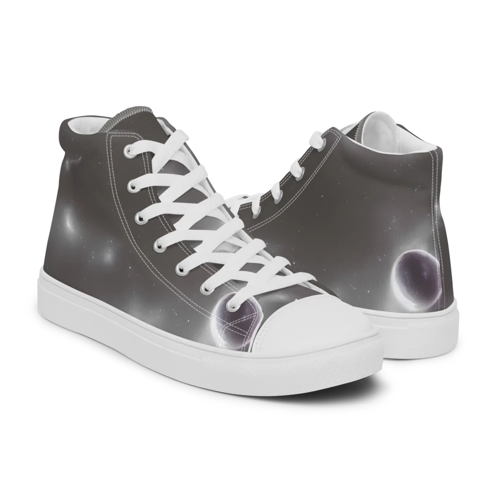 Silver Nebula on Women's High Top Canvas Shoes — Right