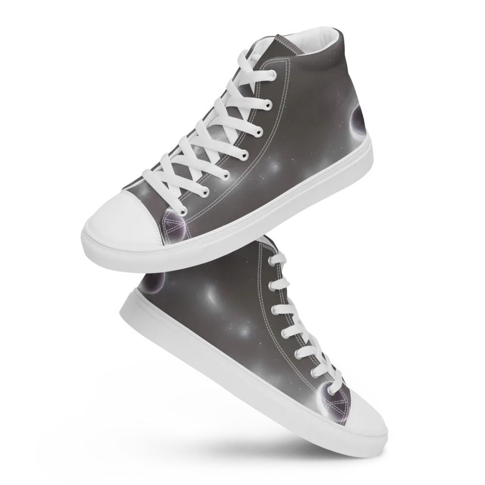 Silver Nebula on Women's High Top Canvas Shoes — Front
