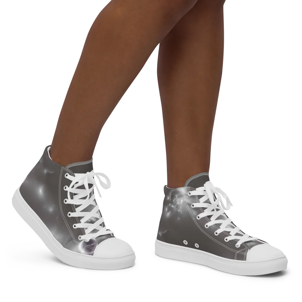 Silver Nebula on Women's High Top Canvas Shoes — Right