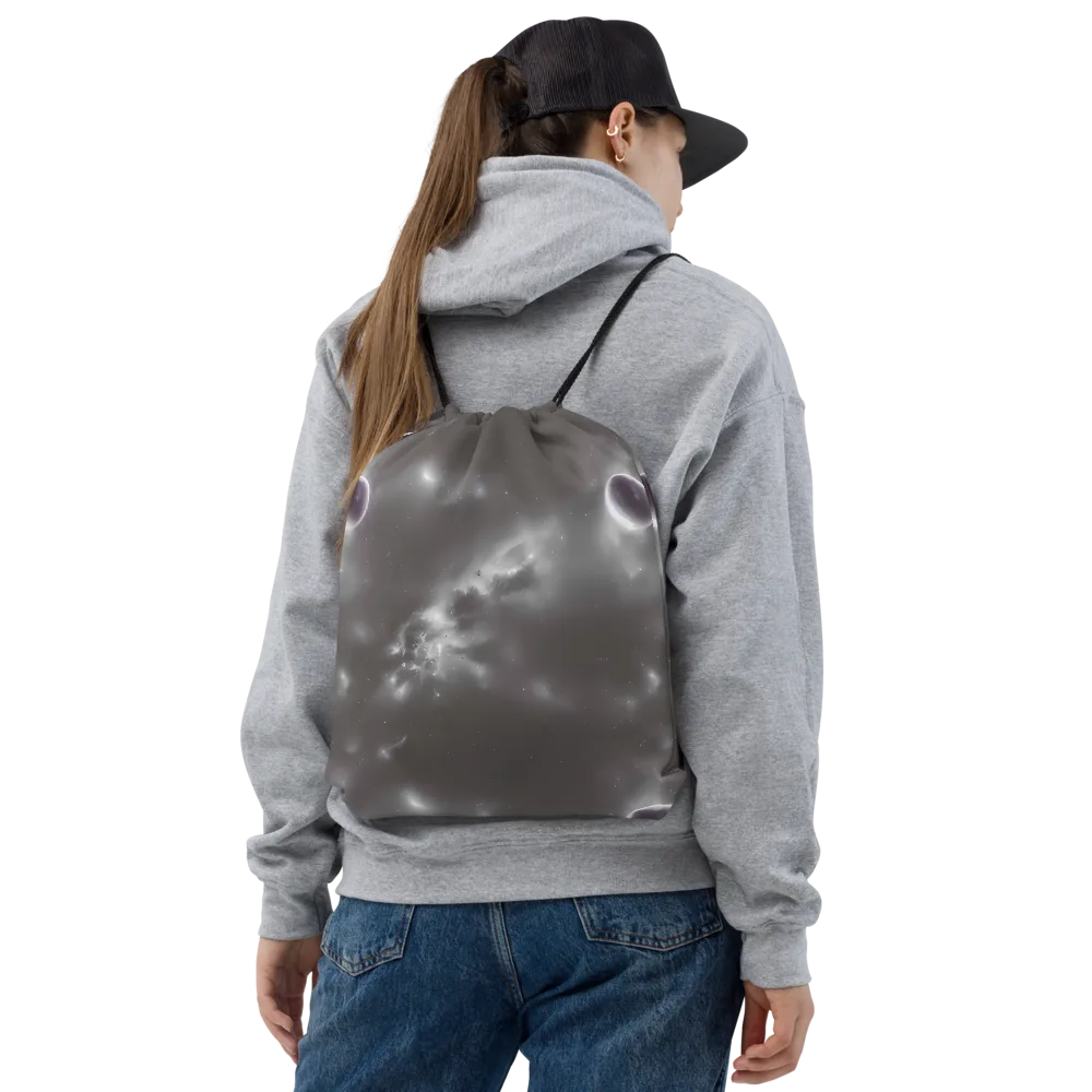 Silver Nebula on Drawstring Bag — Front
