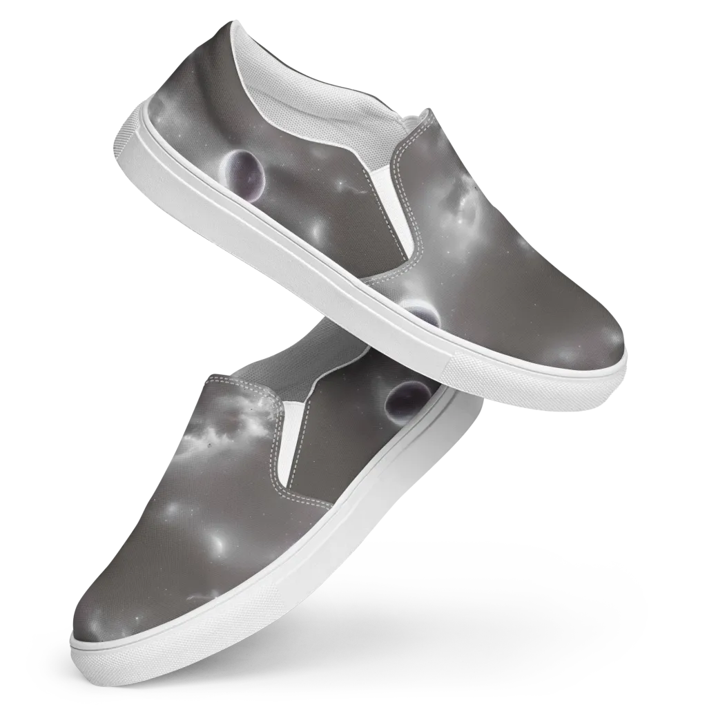 Silver Nebula on Women's Slip-On Canvas Shoes — Front