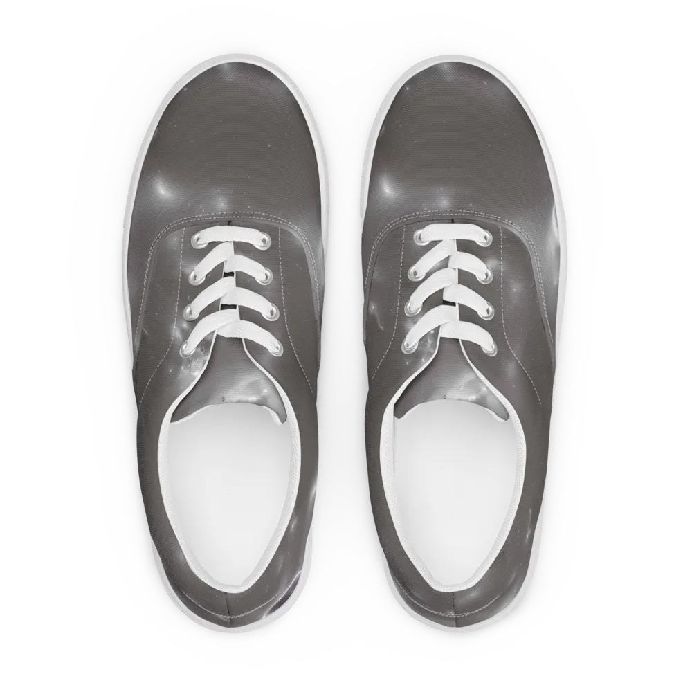 Silver Nebula on Men's Lace-Up Canvas Shoes — Front