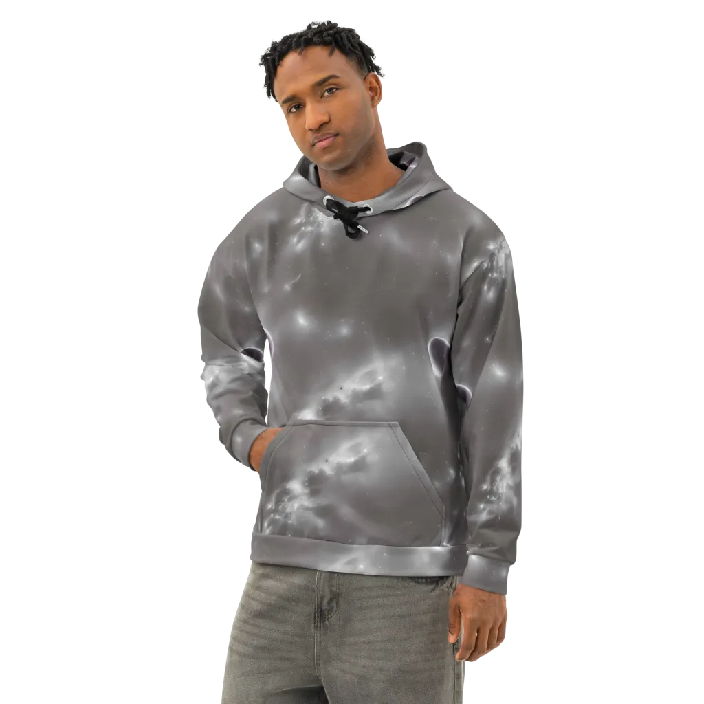 Silver Nebula on Cotton Hoodie — Left Front