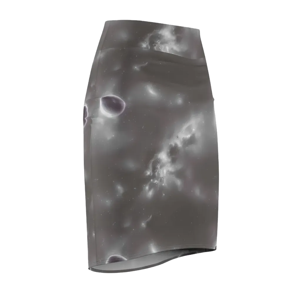 Silver Nebula on Pencil Skirt — Front Side