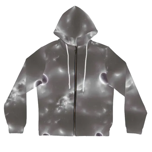 Silver Nebula on a Women's Full-Zip Hoodie