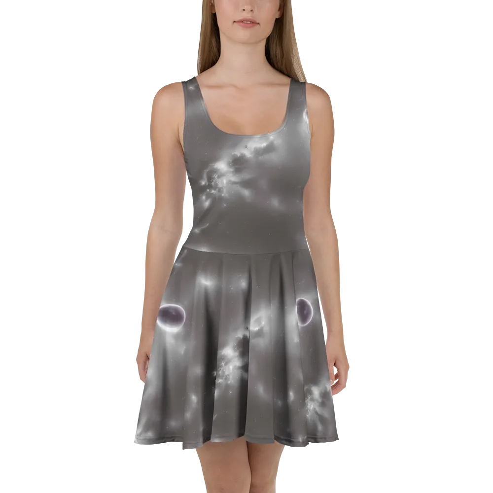 Silver Nebula on Skater Dress — Front