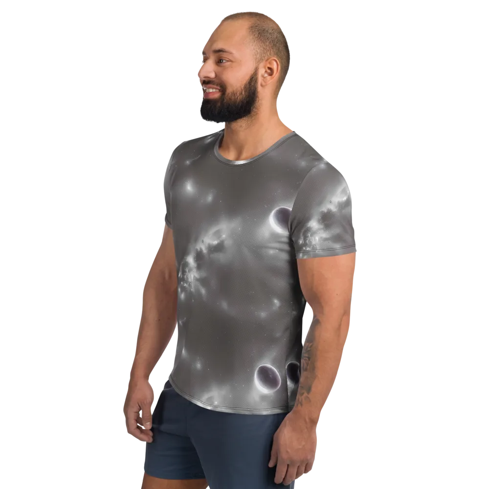 Silver Nebula on Men's Athletic T-Shirt — Left
