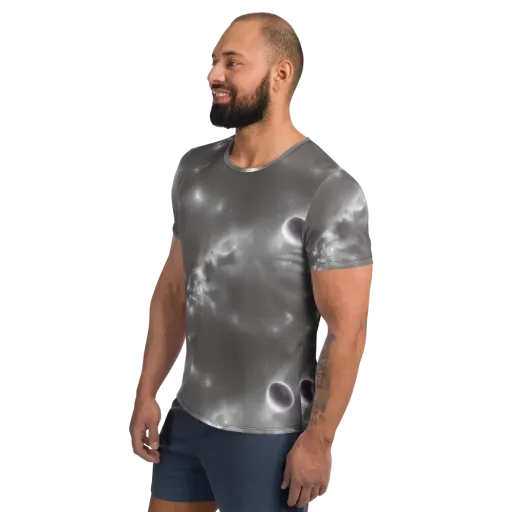 Silver Nebula on a Men's Athletic T-Shirt