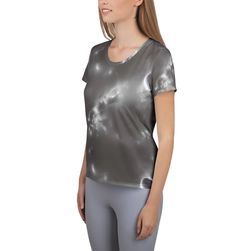 Silver Nebula on Women's Athletic T-Shirt — Left