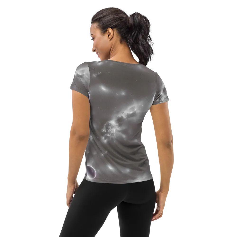 Silver Nebula on Women's Athletic T-Shirt — Back