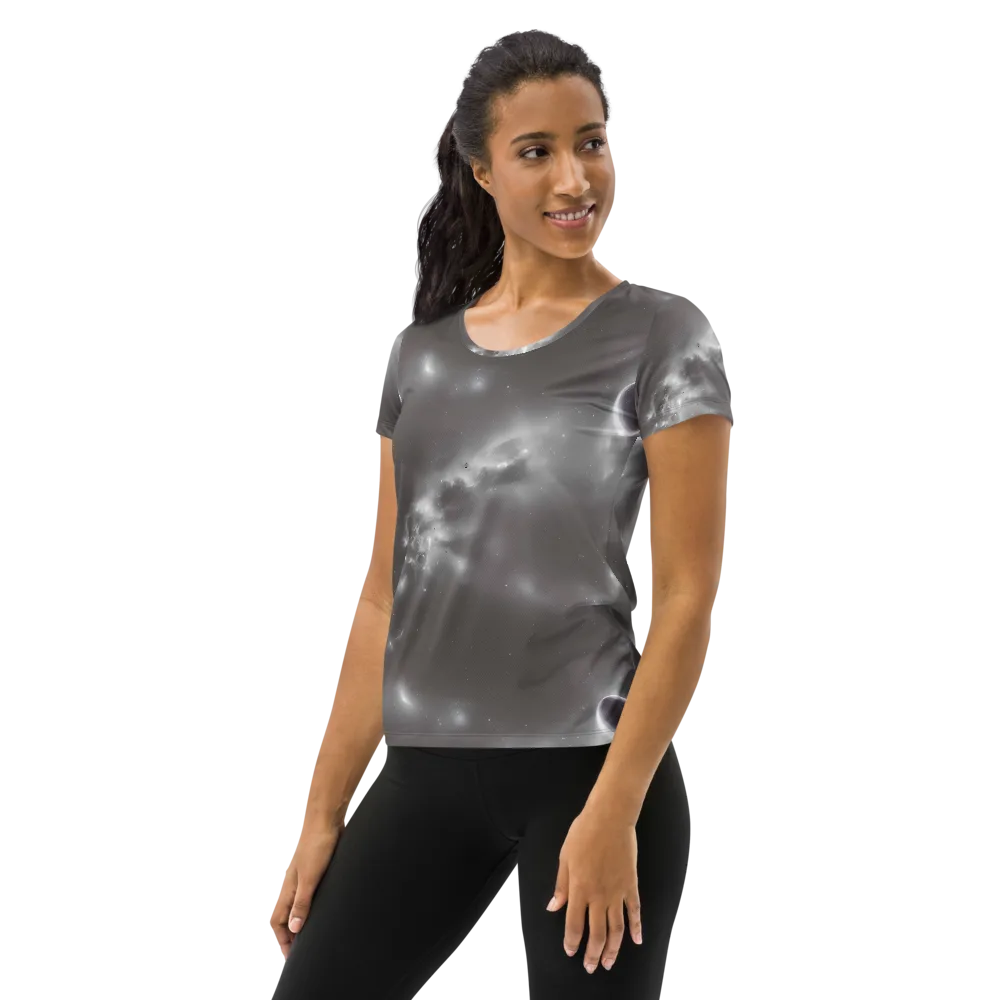 Silver Nebula on Women's Athletic T-Shirt — Left