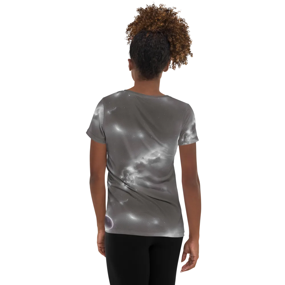 Silver Nebula on Women's Athletic T-Shirt — Back