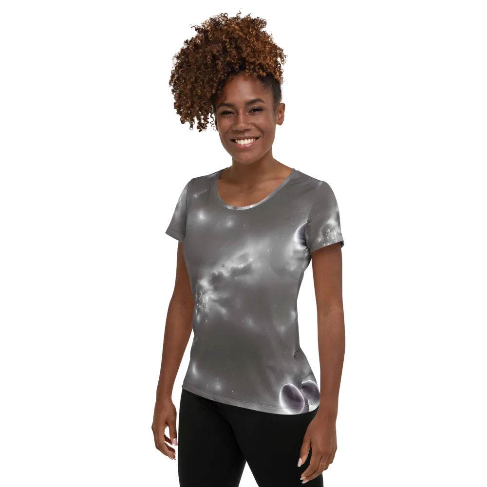Silver Nebula on Women's Athletic T-Shirt — Left