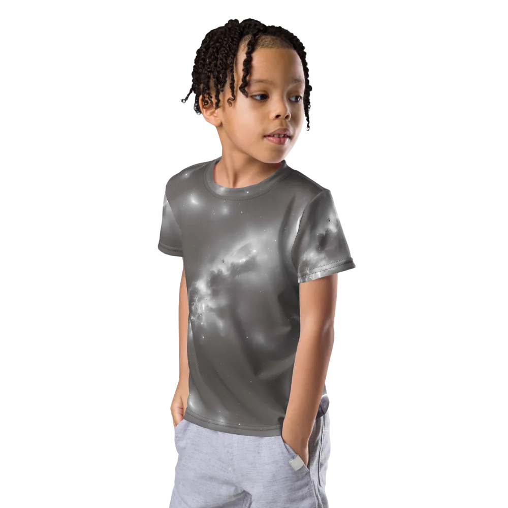 Silver Nebula on Kids Crew Neck T-Shirt — Left Front