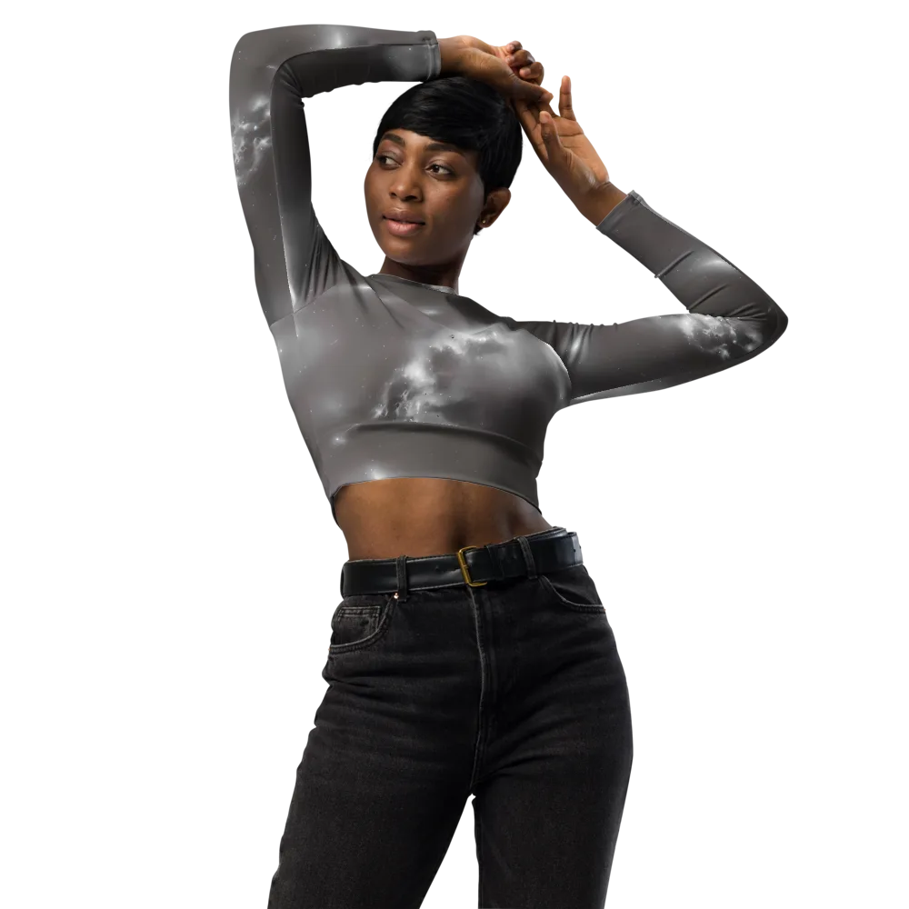 Silver Nebula on Long Sleeve Crop Top — Front