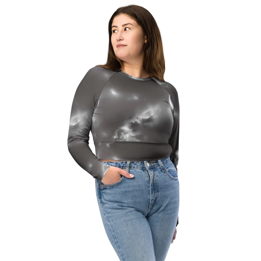 Silver Nebula on Long Sleeve Crop Top — Front