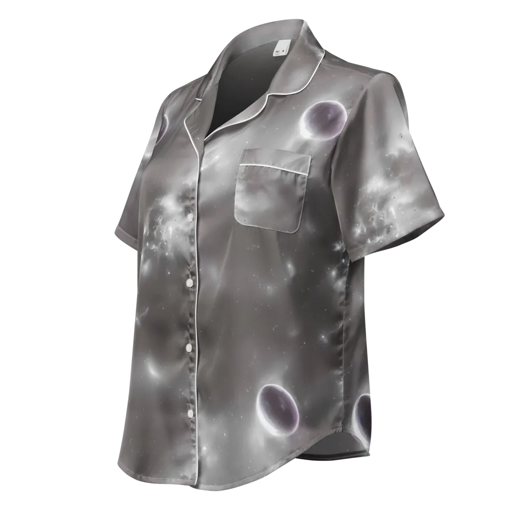 Silver Nebula on Women's Short Sleeve Pajama Top — Left Front
