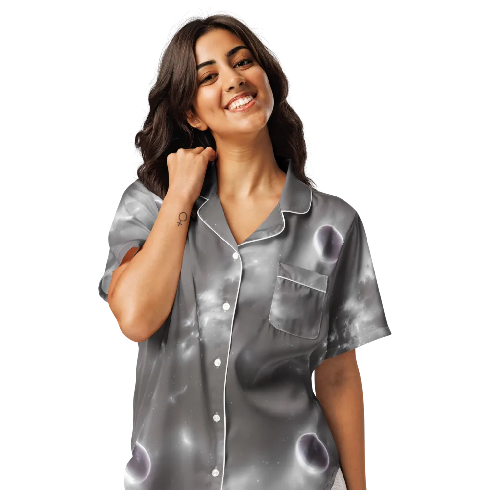 Silver Nebula on Women's Short Sleeve Pajama Top — Front