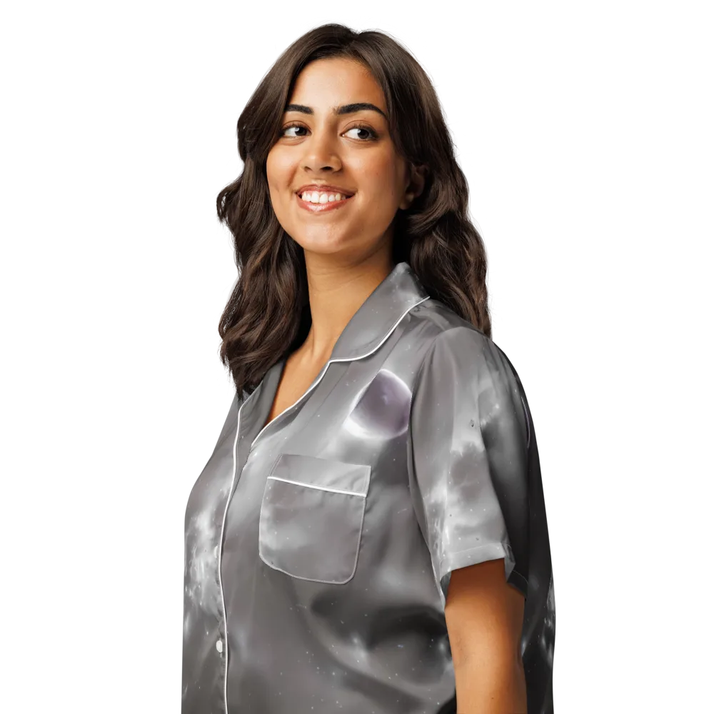 Silver Nebula on Women's Short Sleeve Pajama Top — Left Front