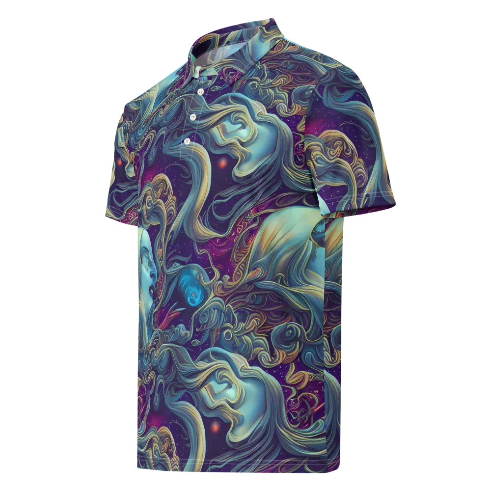 Stellar Waves on Men's Slim Fit Polo Shirt — Left Front