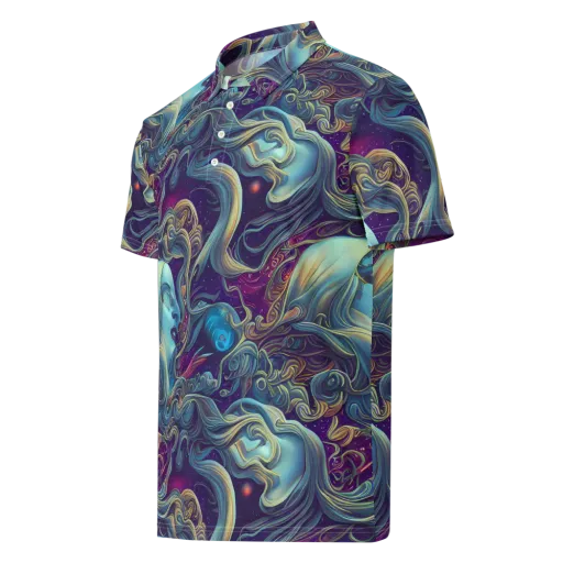 Stellar Waves on a Men's Slim Fit Polo Shirt