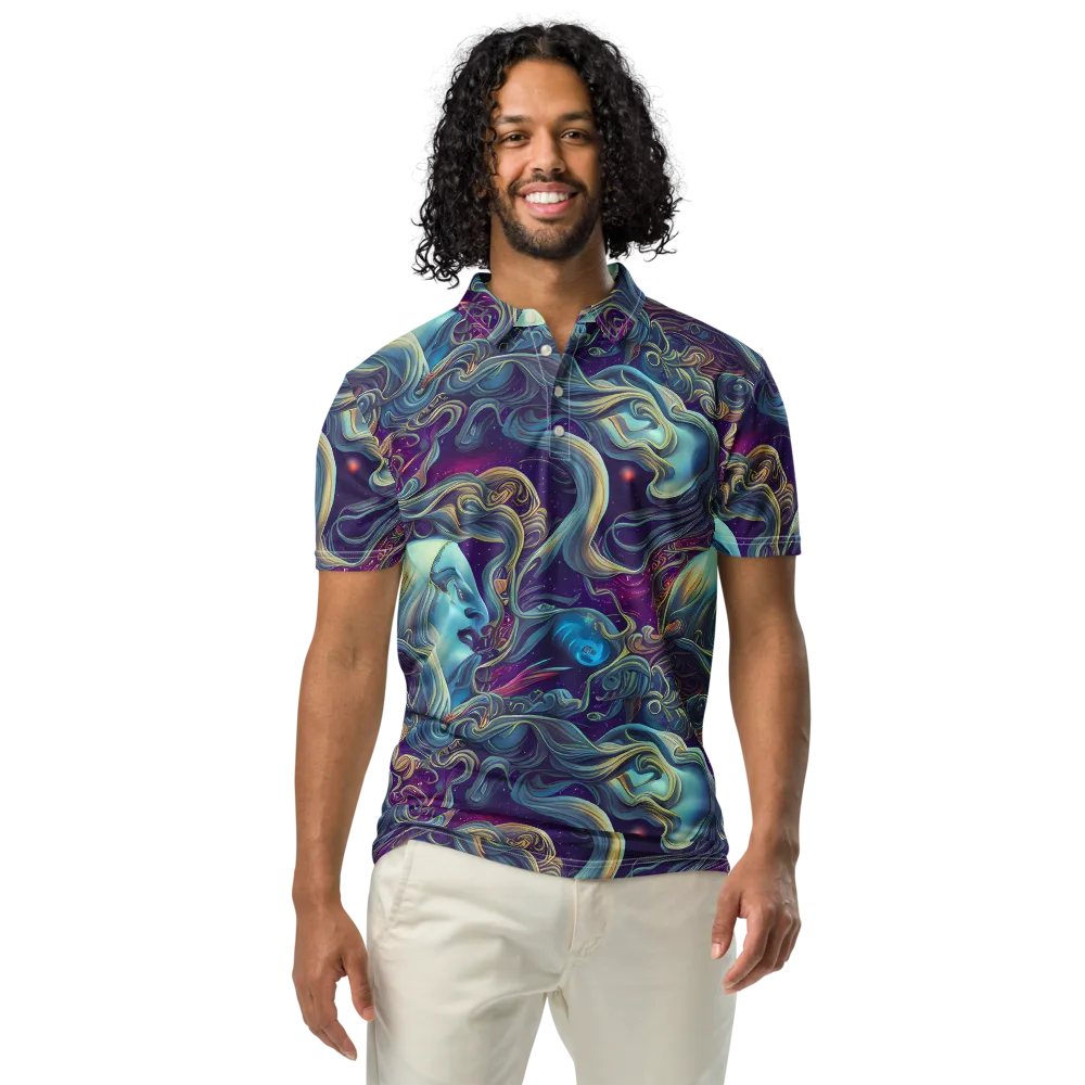 Stellar Waves on Men's Slim Fit Polo Shirt — Front