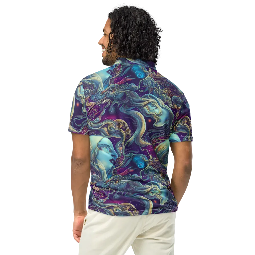 Stellar Waves on Men's Slim Fit Polo Shirt — Back