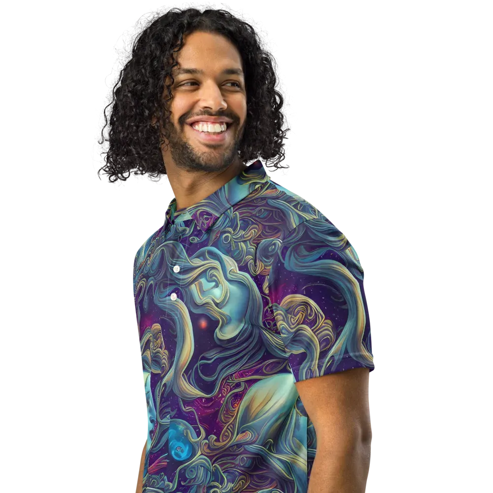 Stellar Waves on Men's Slim Fit Polo Shirt — Left Front