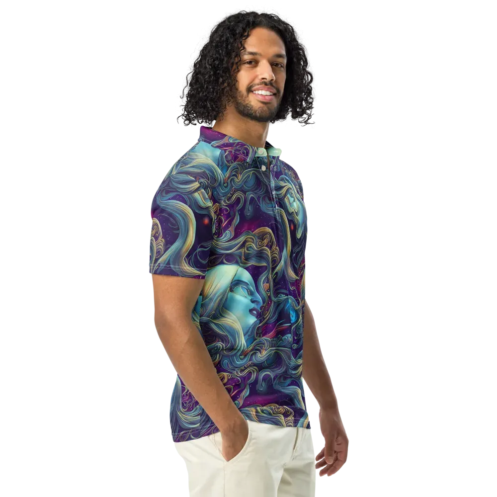 Stellar Waves on Men's Slim Fit Polo Shirt — Right Front