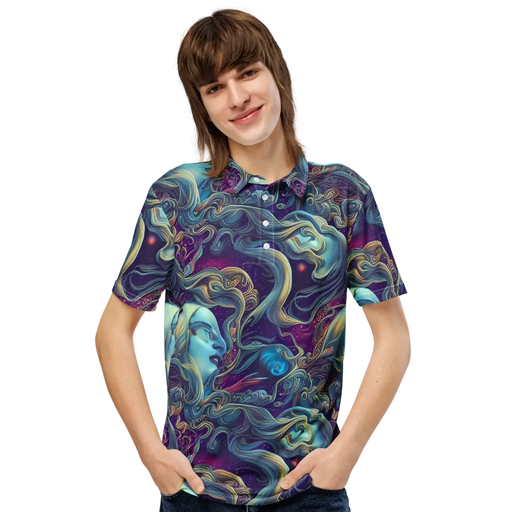 Stellar Waves on Men's Slim Fit Polo Shirt — Front