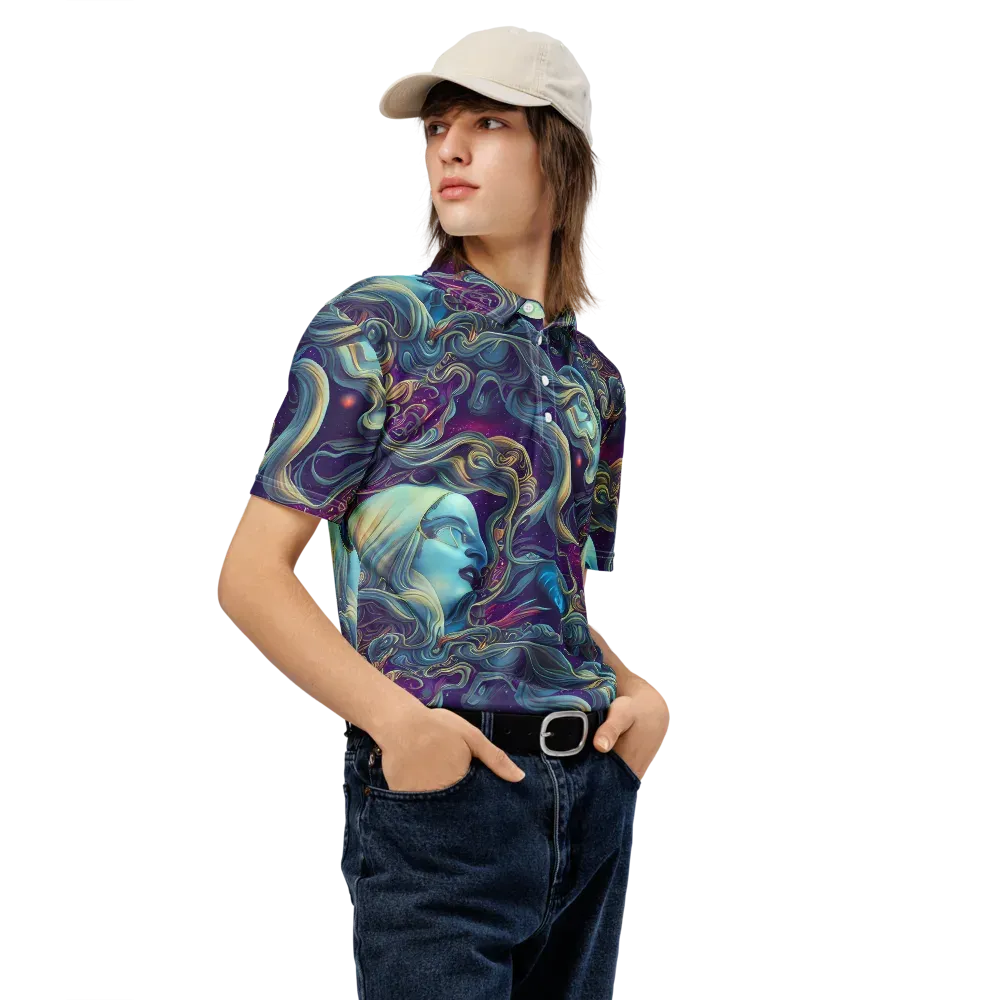Stellar Waves on Men's Slim Fit Polo Shirt — Right Front