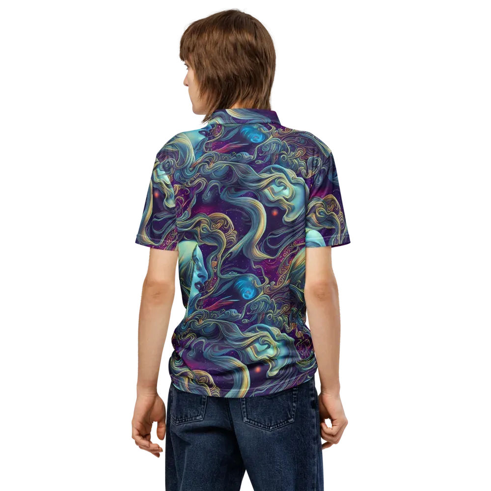 Stellar Waves on Men's Slim Fit Polo Shirt — Back