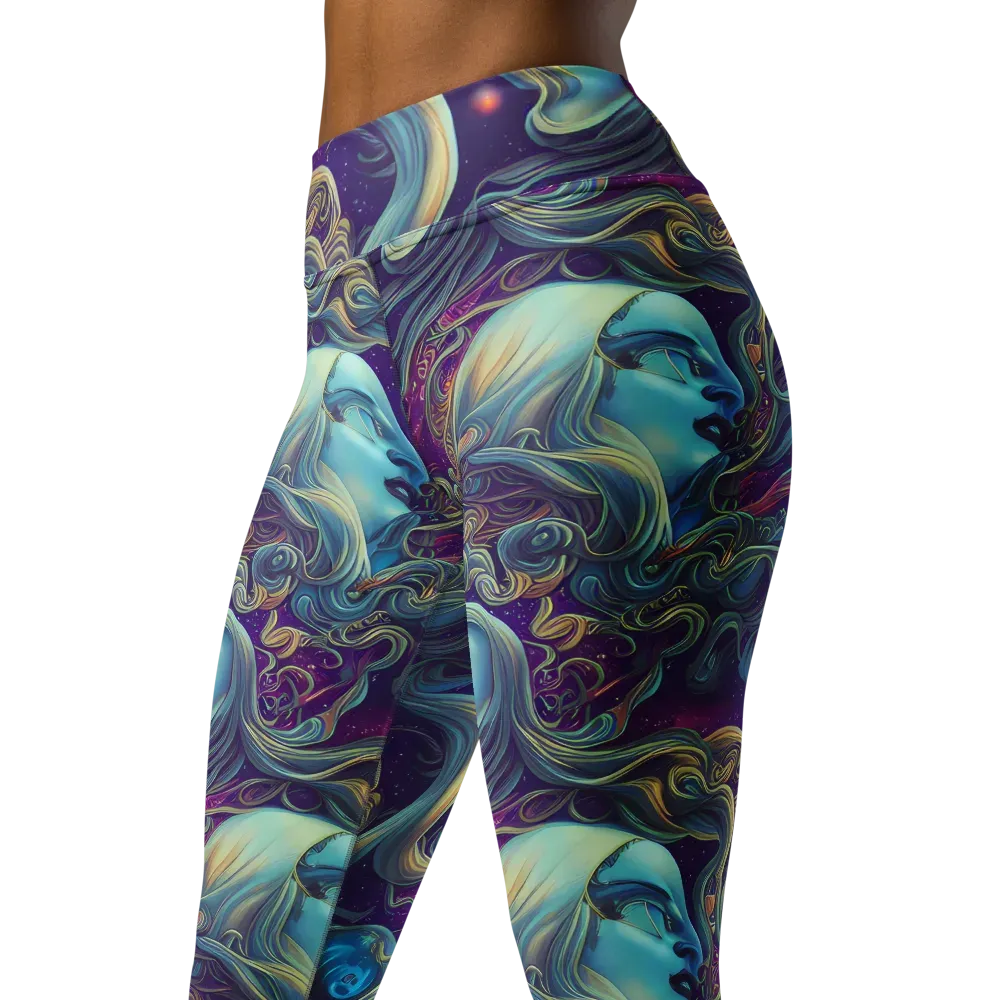 Stellar Waves on Yoga Leggings — Left Front