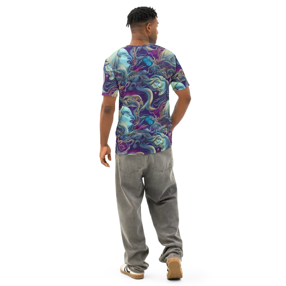 Stellar Waves on Men's Cotton Crew Neck T-Shirt — Back