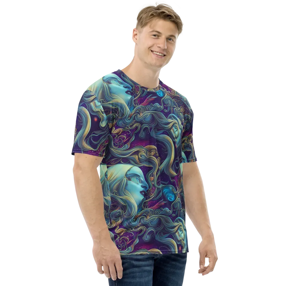 Stellar Waves on Men's Crew Neck T-Shirt — Right