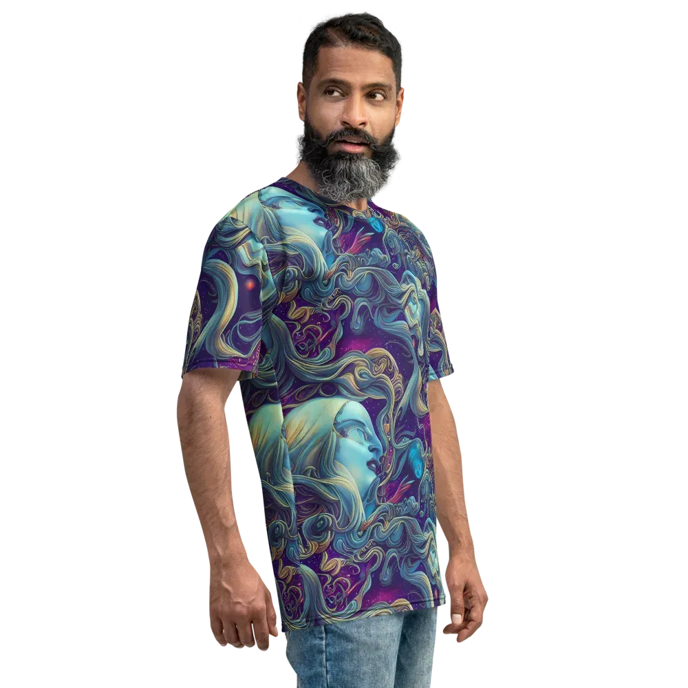 Stellar Waves on Men's Crew Neck T-Shirt — Right