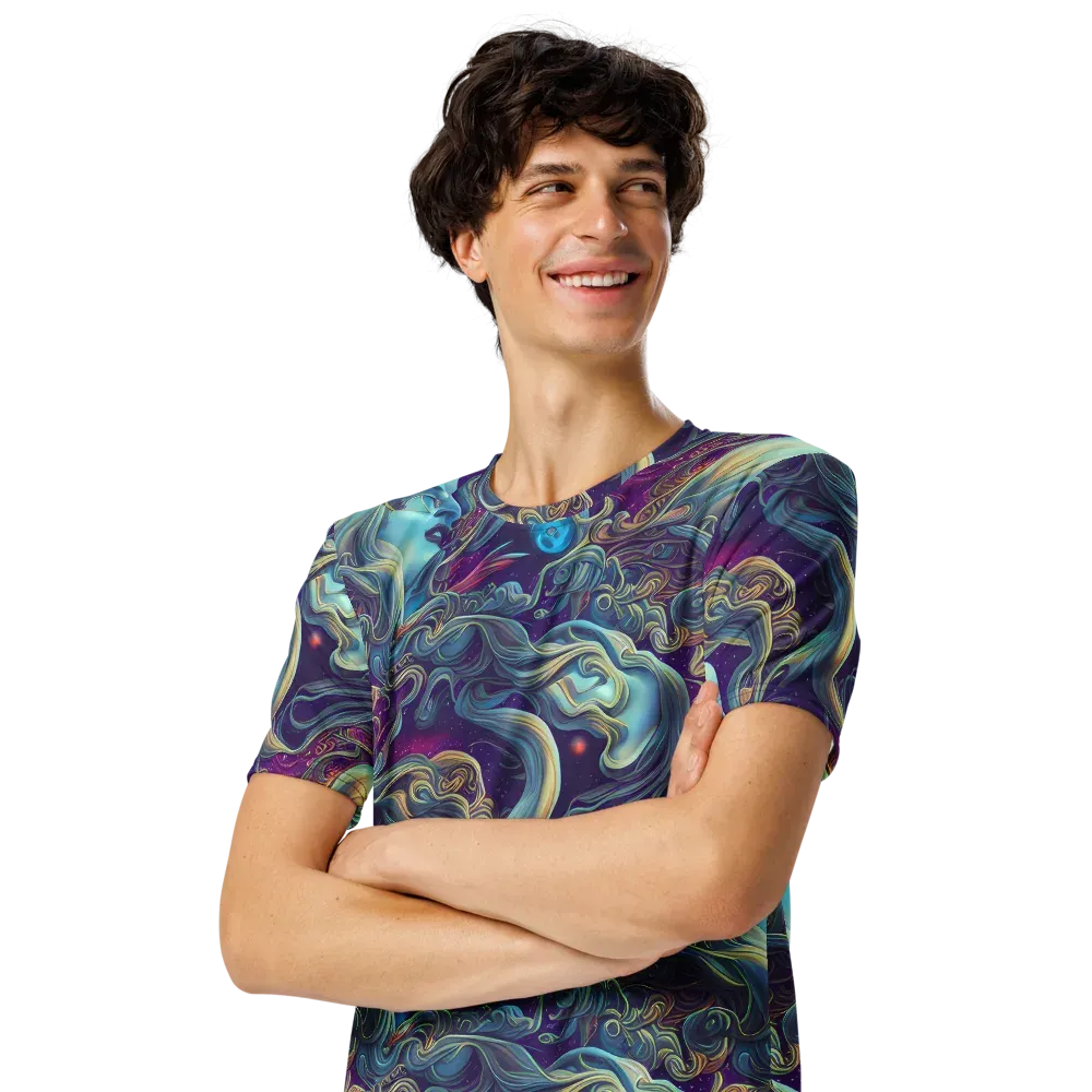 Stellar Waves on Men's Crew Neck T-Shirt — Left Front