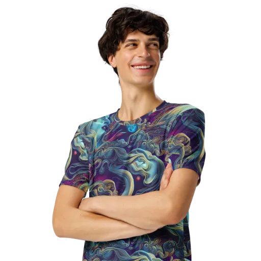 Stellar Waves on a Men's Crew Neck T-Shirt