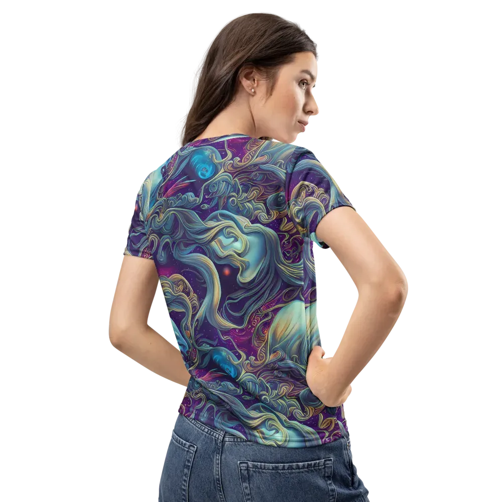 Stellar Waves on Women's Crew Neck T-Shirt — Back