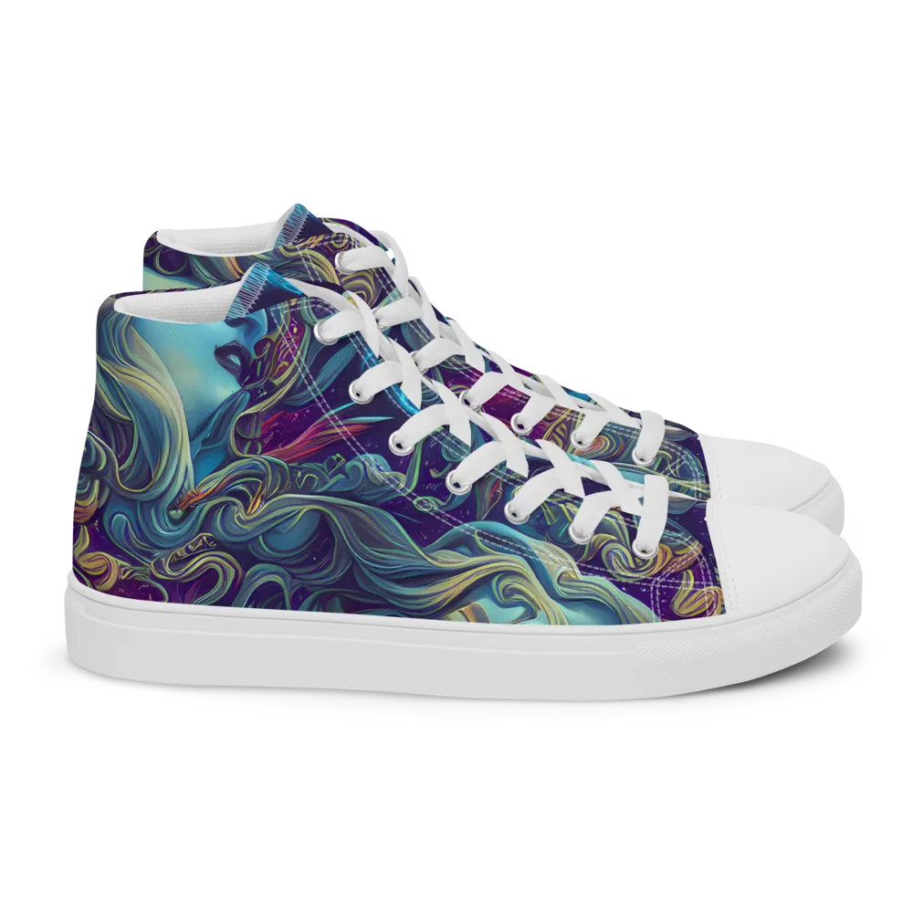 Stellar Waves on Women's High Top Canvas Shoes — Right