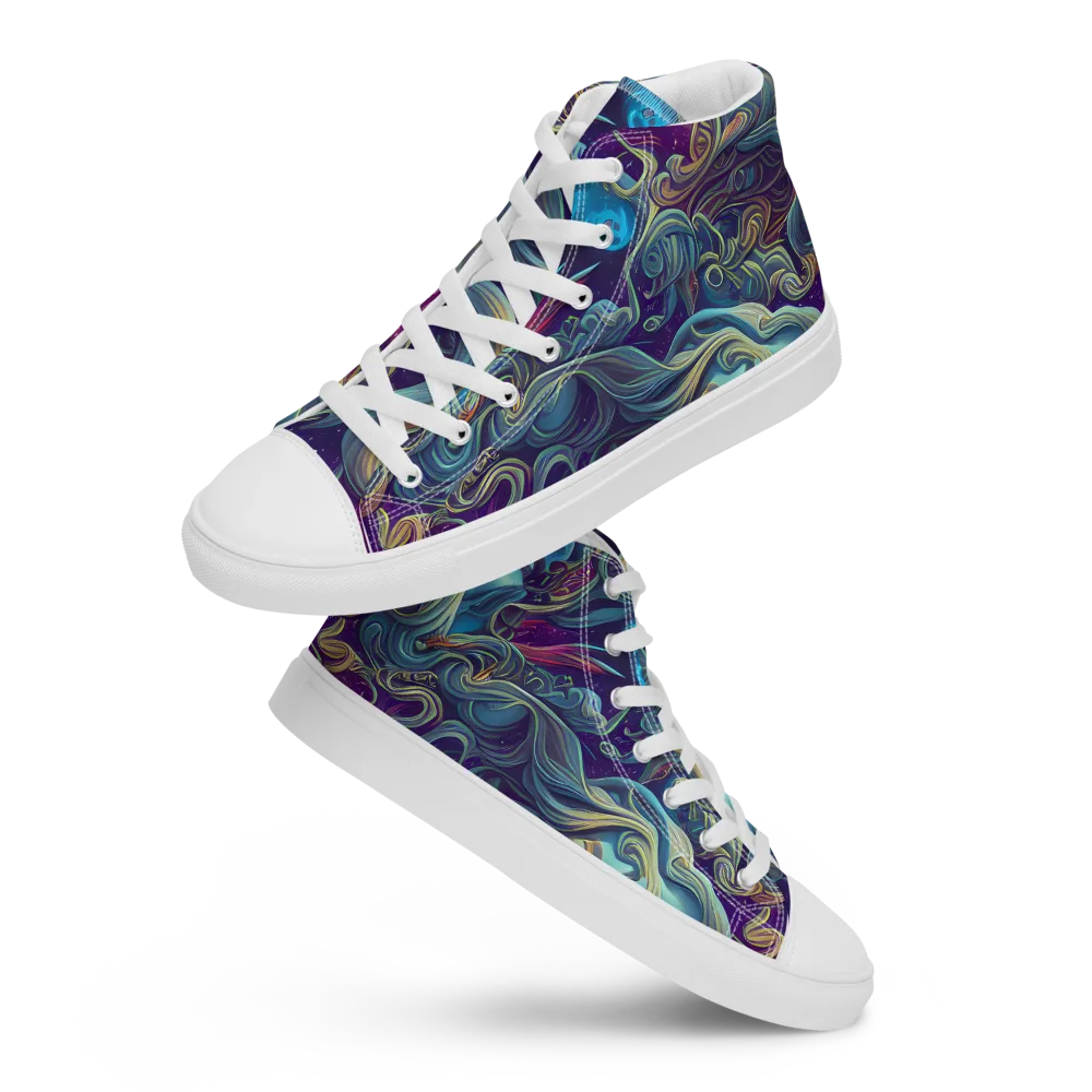 Stellar Waves on Women's High Top Canvas Shoes — Front