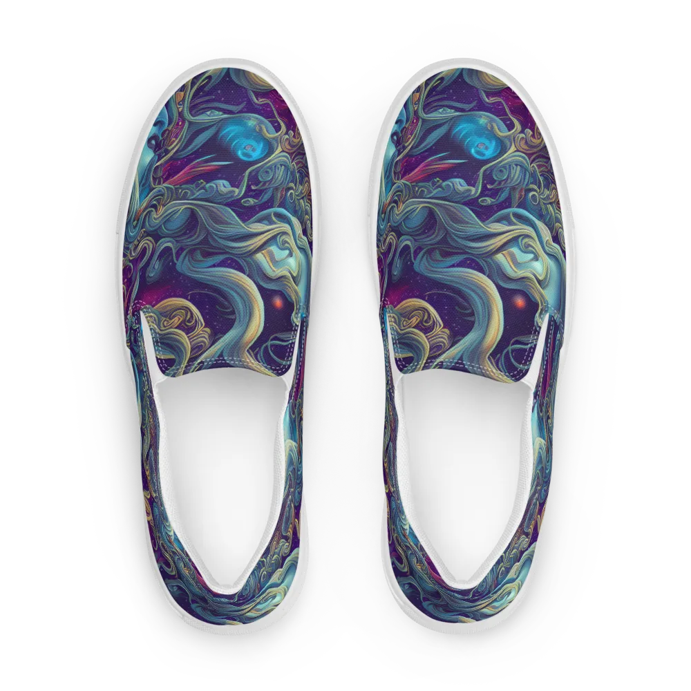 Stellar Waves on Men's Slip-On Canvas Shoes — Front