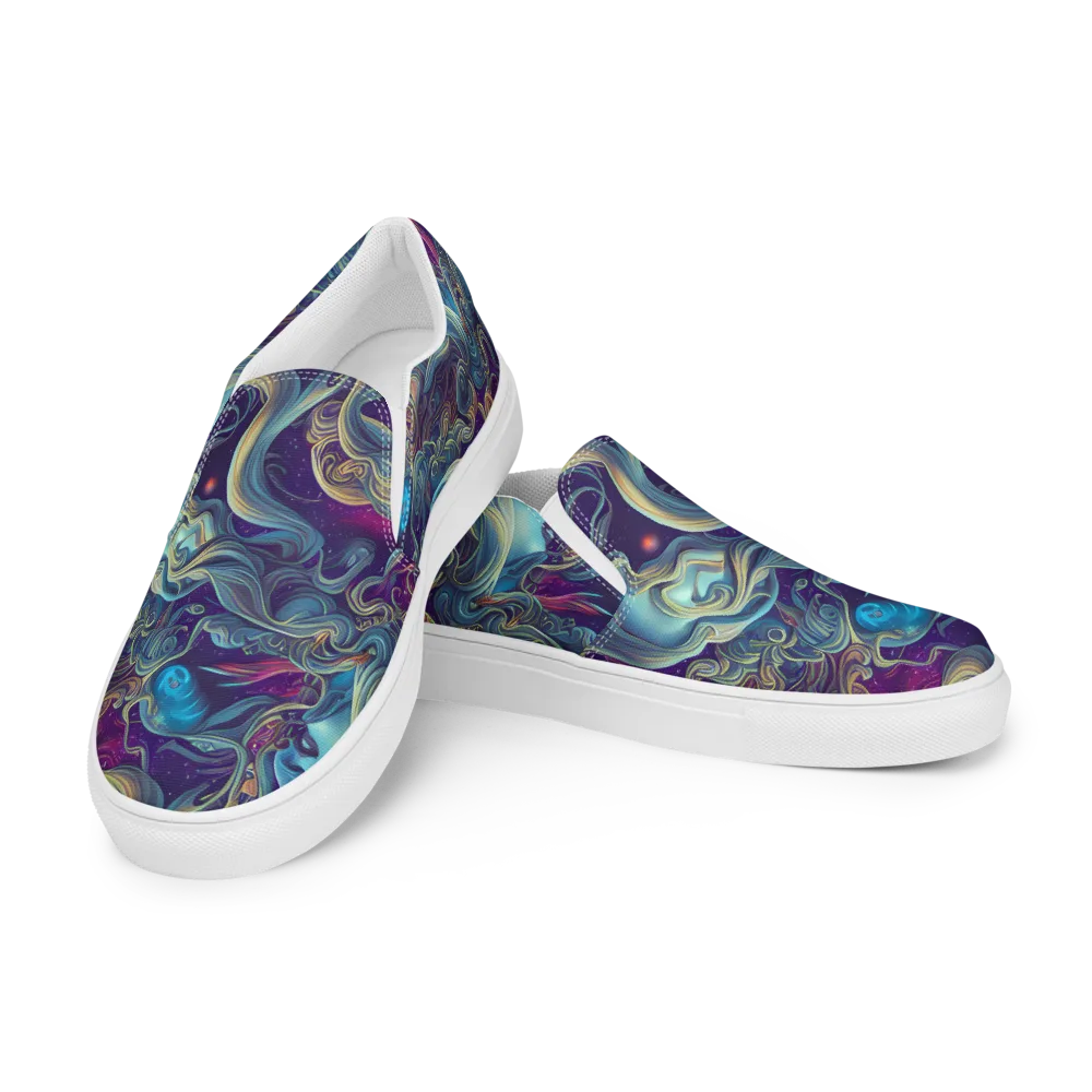 Stellar Waves on Men's Slip-On Canvas Shoes — Left Front