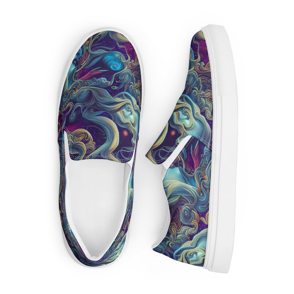 Stellar Waves on Men's Slip-On Canvas Shoes — Front