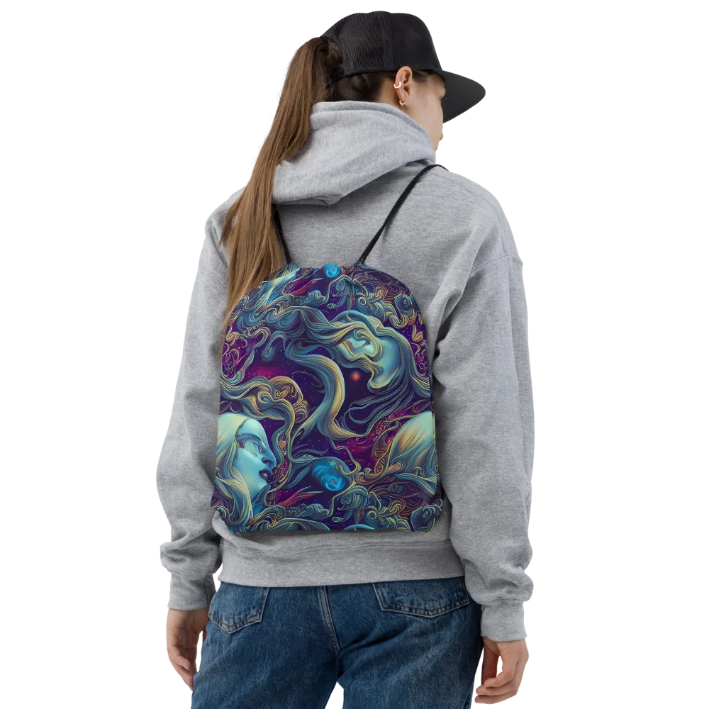 Stellar Waves on Drawstring Bag — Front